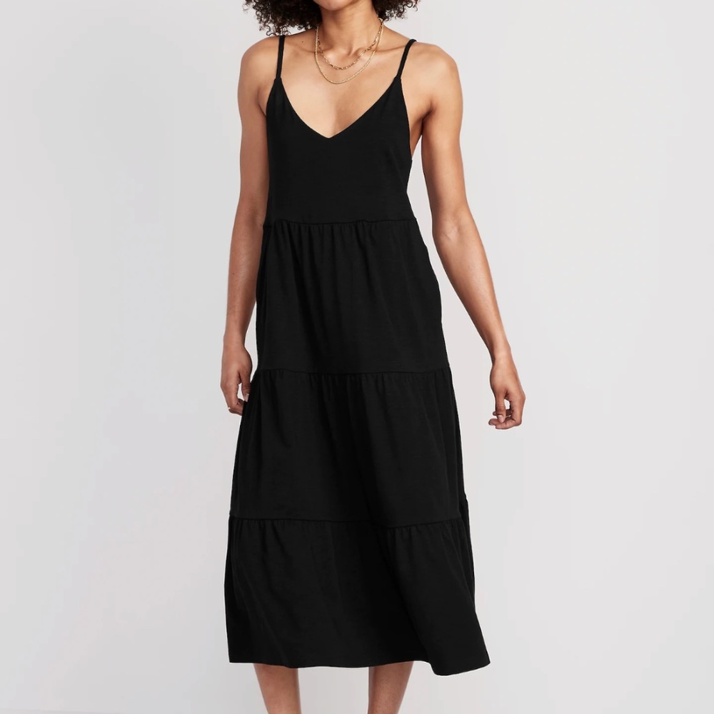 NWT-Tie-Back Tiered Midi Cami Swing Dress for Women